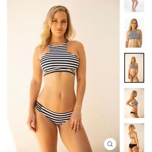 WAVE LIFE Reversible halter bikini top and bottom stripes and paisley prints